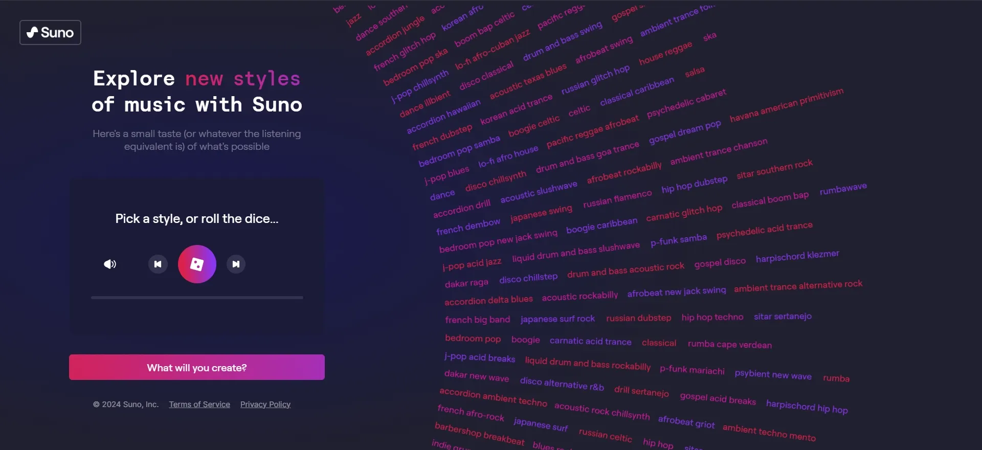 اکسپلور وبسایت Suno AI