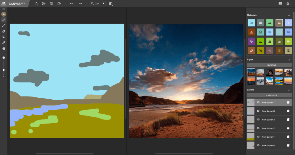 خلق تصویر یک منظره زیبا با استفاده از ابزار هوش مصنوعی Nvidia Canvas